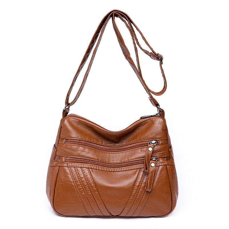 Women's Fashion Casual Crossbody Soft Leather Multi-pocket Shoulder Bag