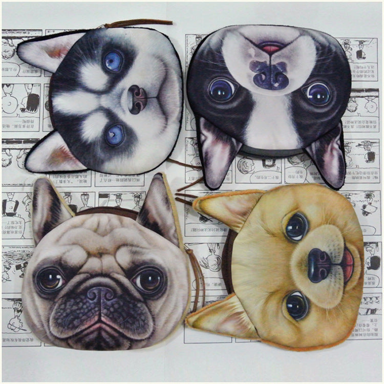 New Cute Cat Dog Face Zipper Case Coin Purse Female Wallet   Purses Makeup Buggy Bag