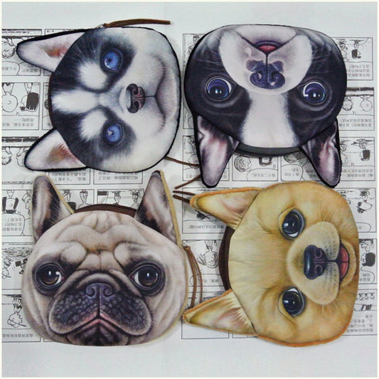 New Cute Cat Dog Face Zipper Case Coin Purse Female Wallet   Purses Makeup Buggy Bag