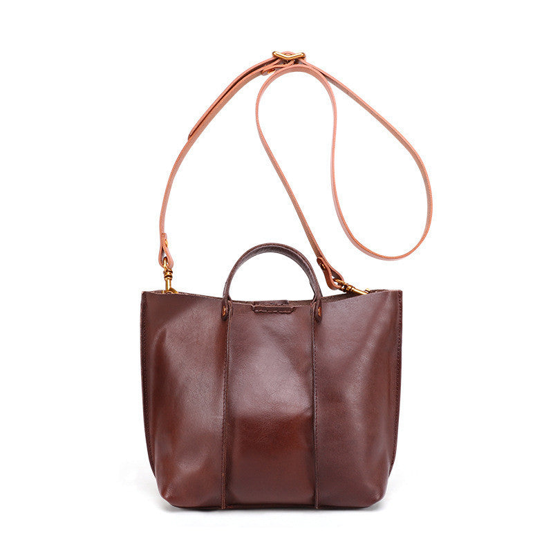 Layered leather handbag