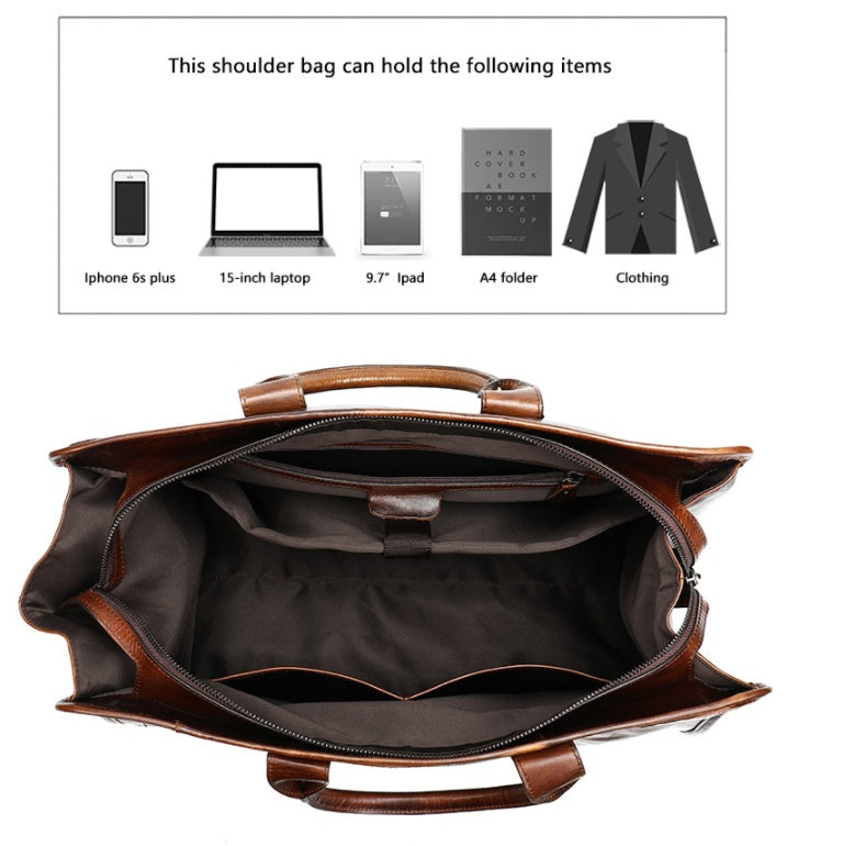 First Layer Cowhide Retro Large-capacity Travel Bag