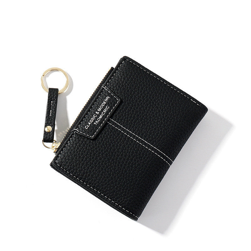 Yueqiankai women"s wallet multi card Keychain zero wallet women"s Korean version of solid color short women"s wallet