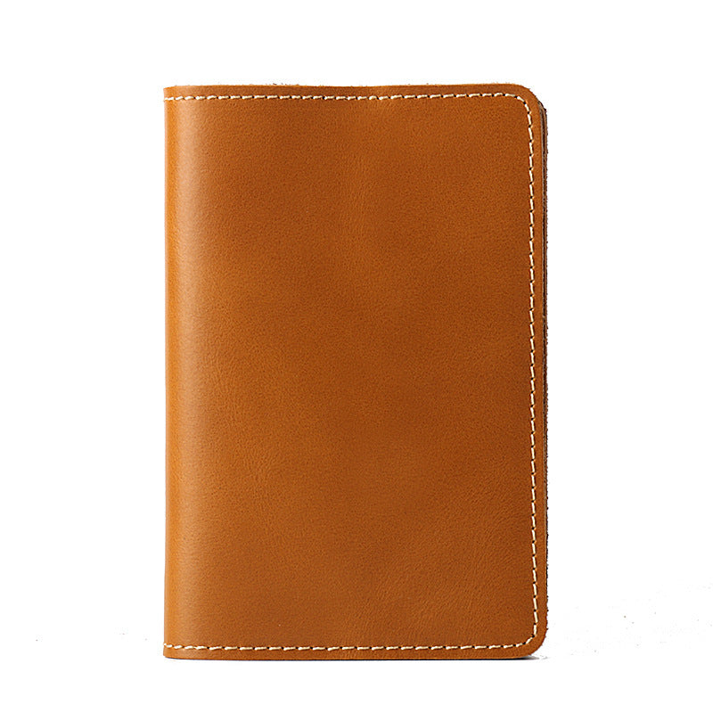 Genuine Leather Passport Holder Vertical Cowhide Simple Handmade