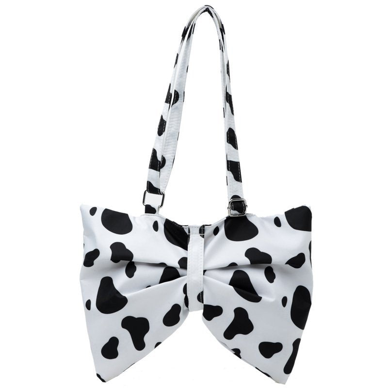 Fashion Large Bow Shoulder Bag For Girls Cute Cow Print Crossbody Bags Women Lovely Shopping Bags