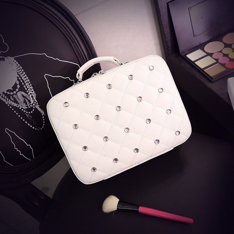 High-end Cosmetic Case With Diamond Cosmetic Bag PU Portable