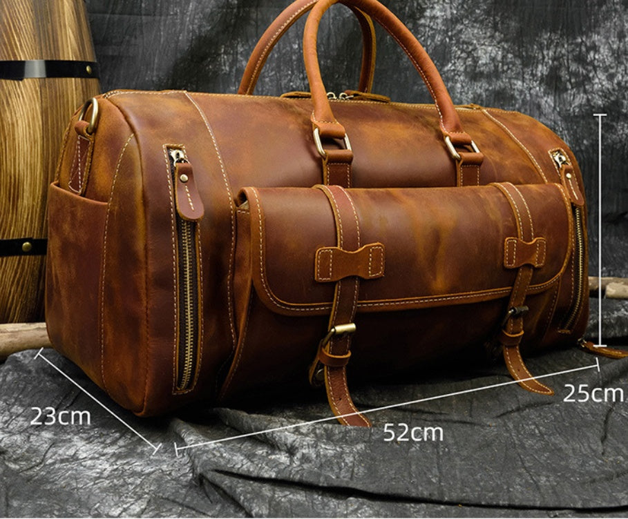 Retro Crazy Horse Leather Men's Travel Bag