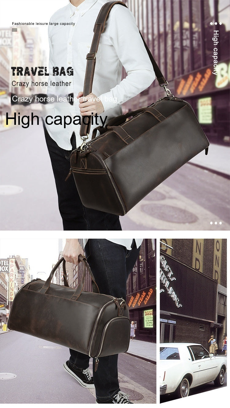 Large Capacity Retro Men Fitness Foldable Luggage Bag