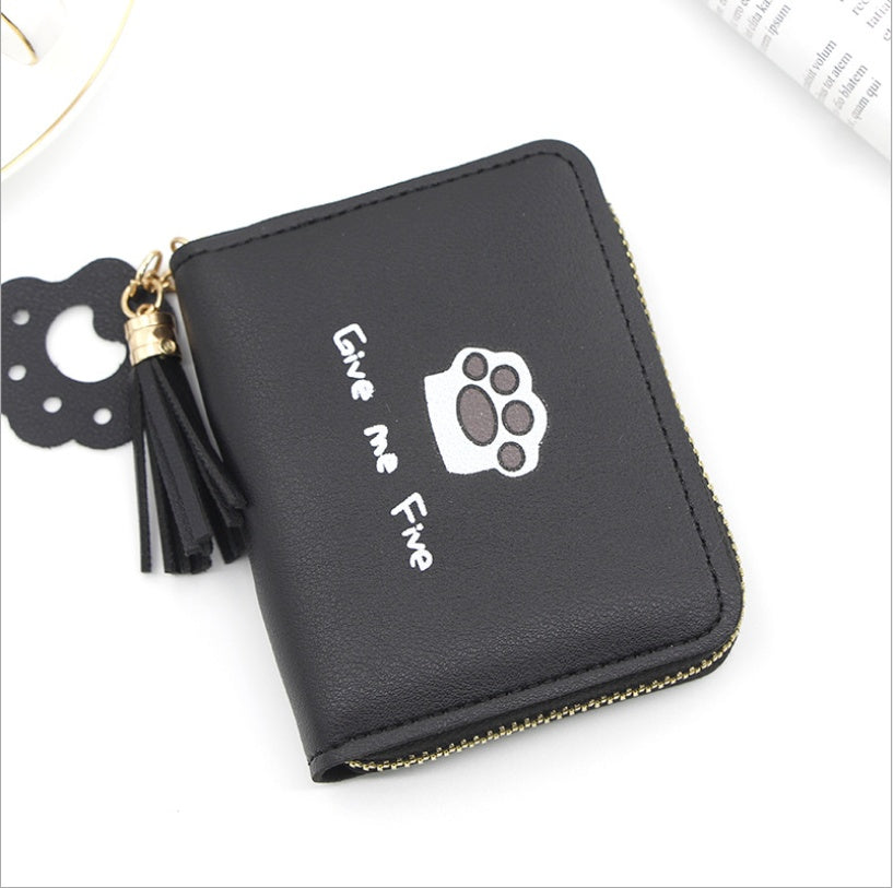 Small Wallets Handbag Card-Holder Coin-Purses Money Zipper Female Super Cat Cute Paw