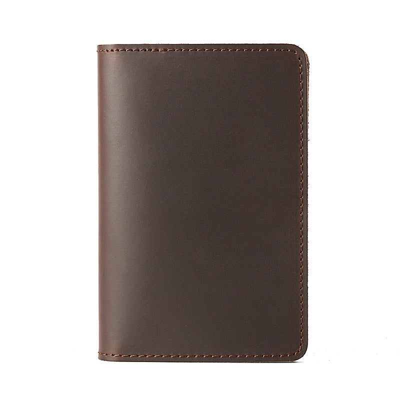 Genuine Leather Passport Holder Vertical Cowhide Simple Handmade