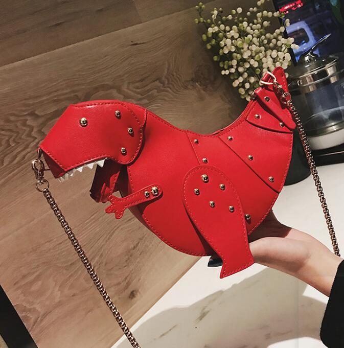 Dusun rivet personality dinosaur design fashion leather cross body mini shoulder bag women chain handbag shoulder bag gift Female