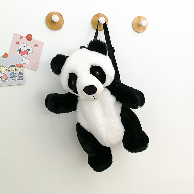 Cute Panda Small Backpack Fashion Boys And Girls Cartoon Plush Bag