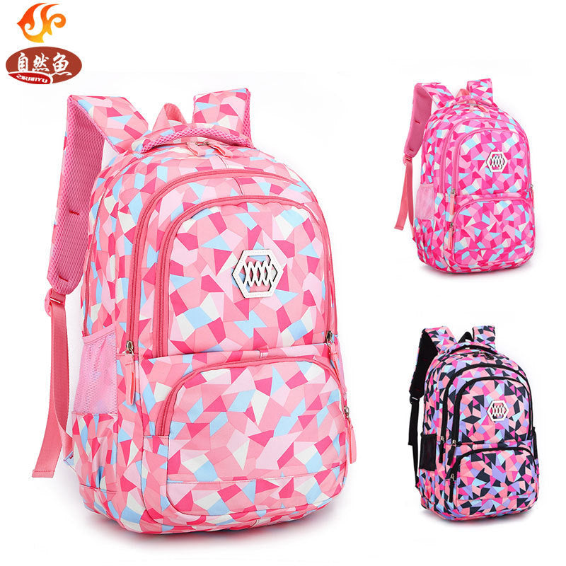 Han edition college, wind girls' double shoulder schoolbag schoolchildren 3-4-6 grade child nurse ridges 8-12 years old