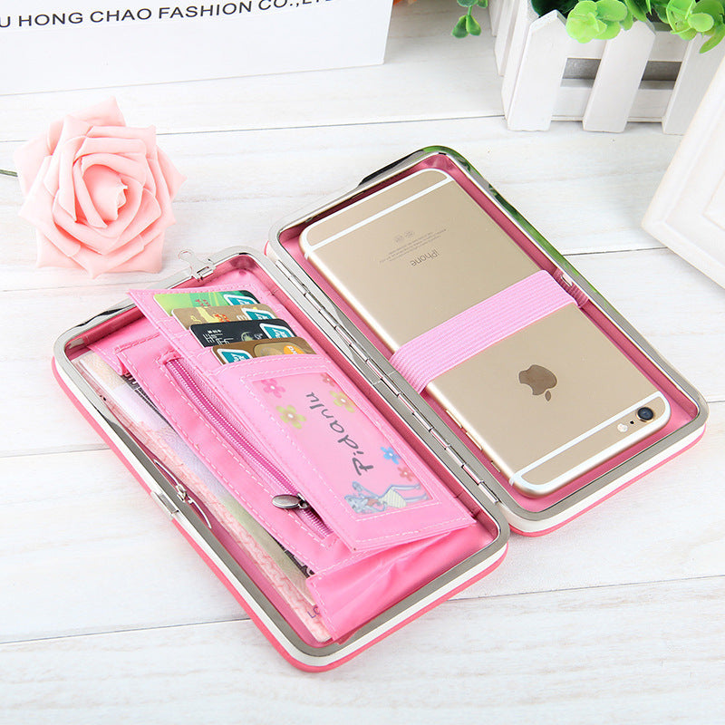 Factory spot low price wholesale new Korean version of women's wallet in the long money bag butterfly knot lunch box woman bag tide