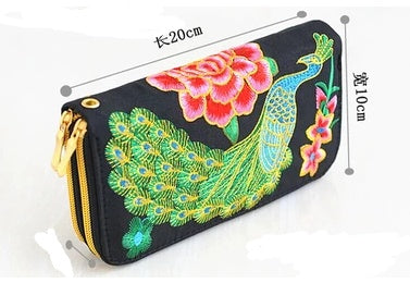 Embroidered Peackock Wallets