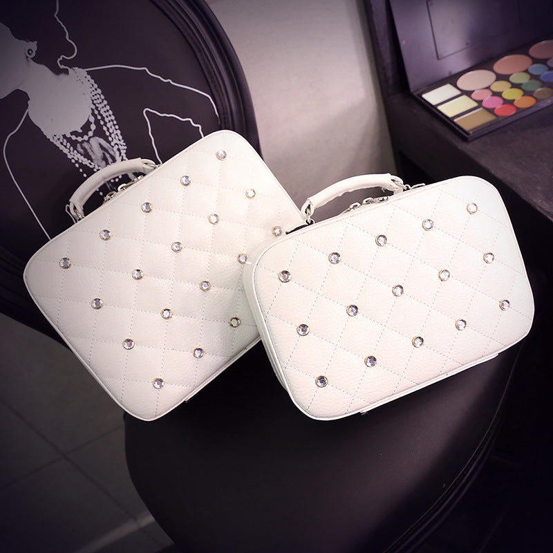 High-end Cosmetic Case With Diamond Cosmetic Bag PU Portable