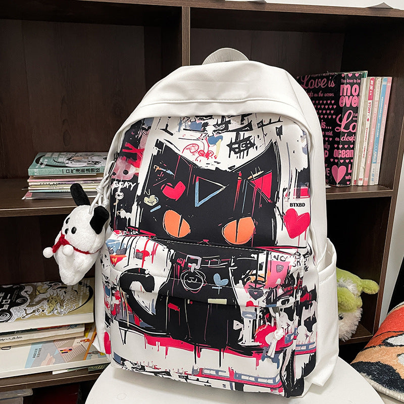 Girls' Harajuku Style Personalized Graffiti Simple All-match Backpack