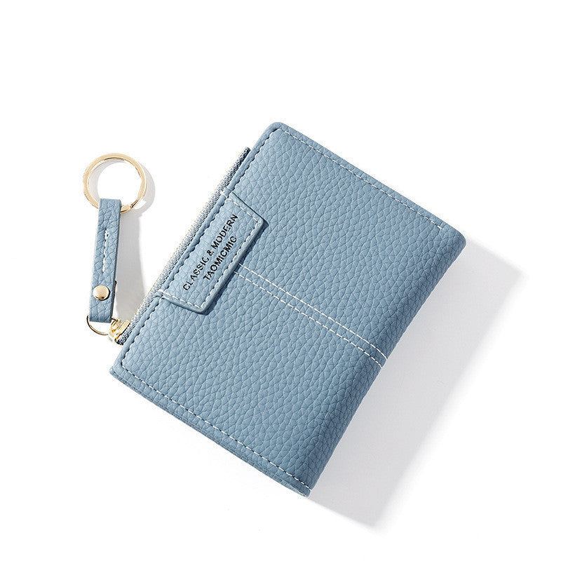 Yueqiankai women"s wallet multi card Keychain zero wallet women"s Korean version of solid color short women"s wallet