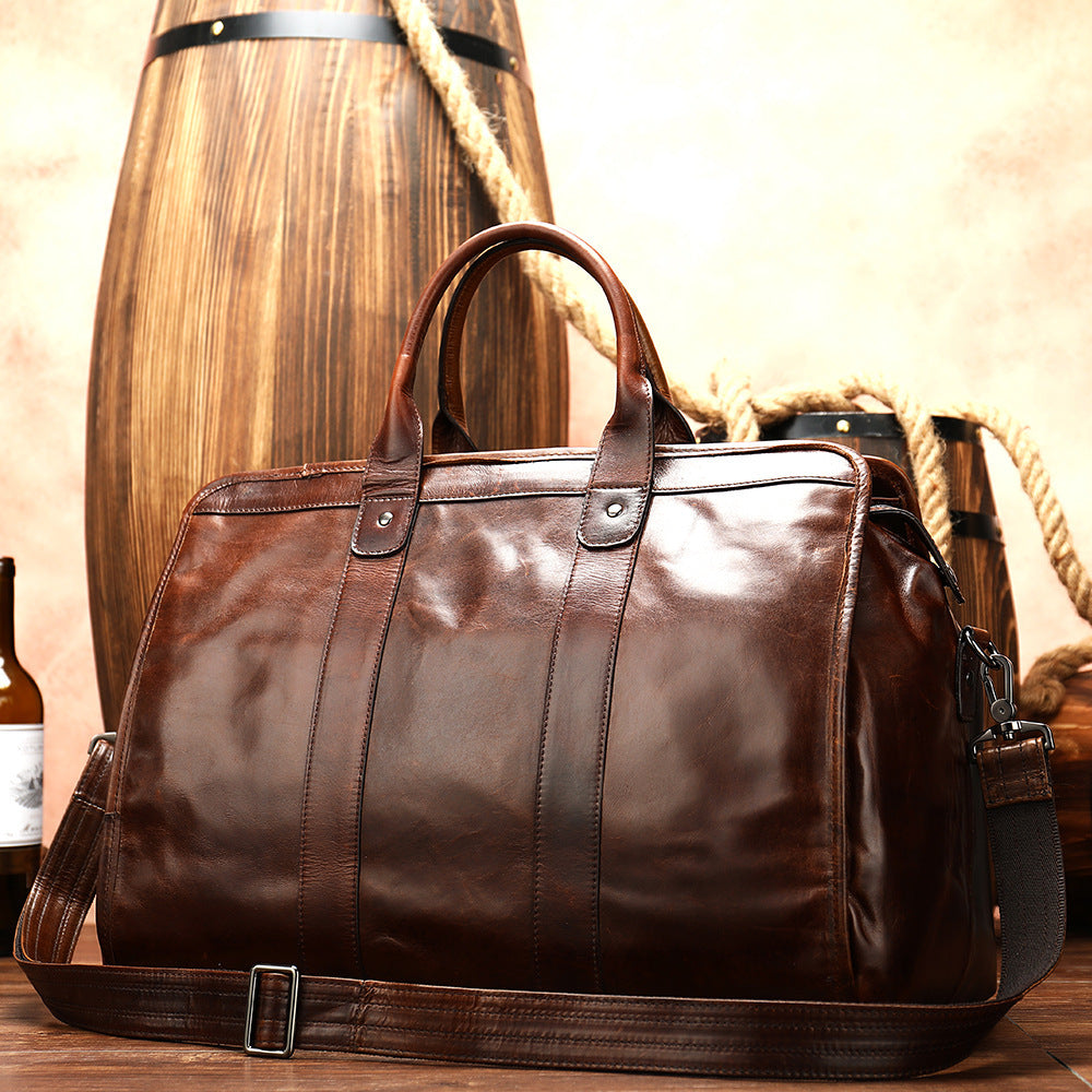 First Layer Cowhide Retro Large-capacity Travel Bag