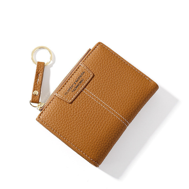 Yueqiankai women"s wallet multi card Keychain zero wallet women"s Korean version of solid color short women"s wallet