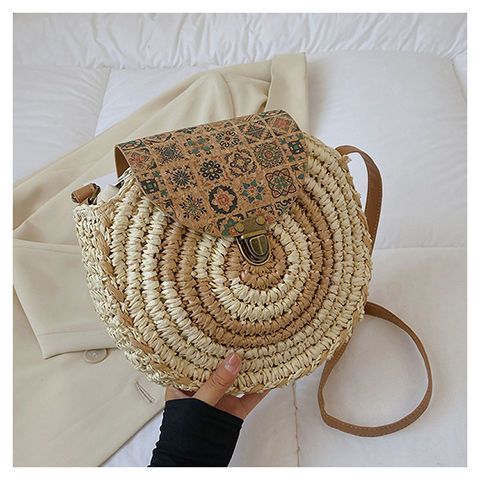 Shoulder Straw-weaved Crossbody Beach Casual Ethnic Style Mini And Simple Handmade Beach Bag