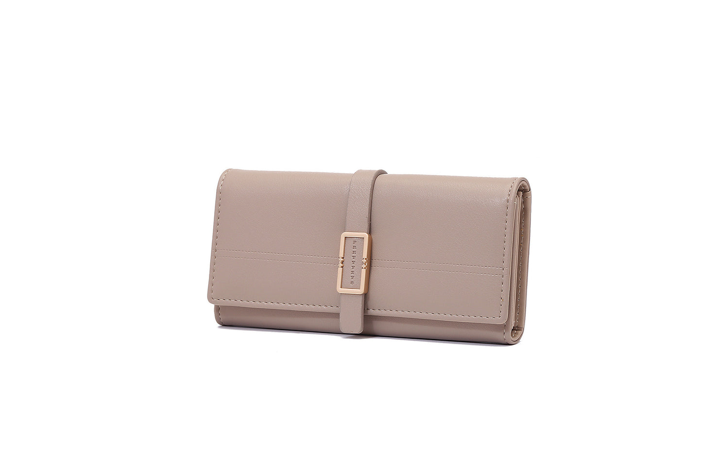 Long Metal Buckle Simple Tri-fold Clutch