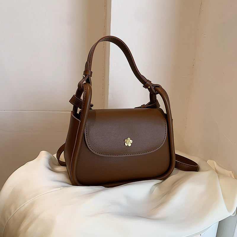 Retro Crossbody Contrast Color Saddle Shoulder Small Square Bag