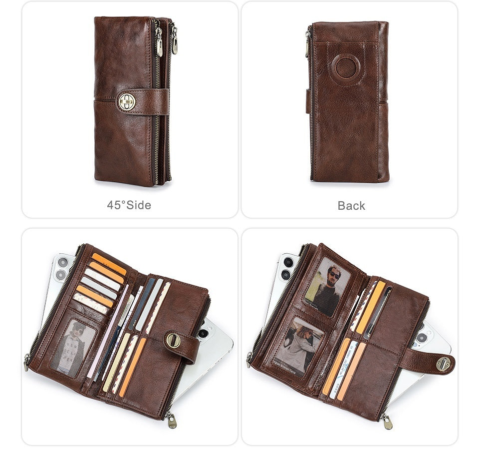 Long Buckle Cowhide Wallet