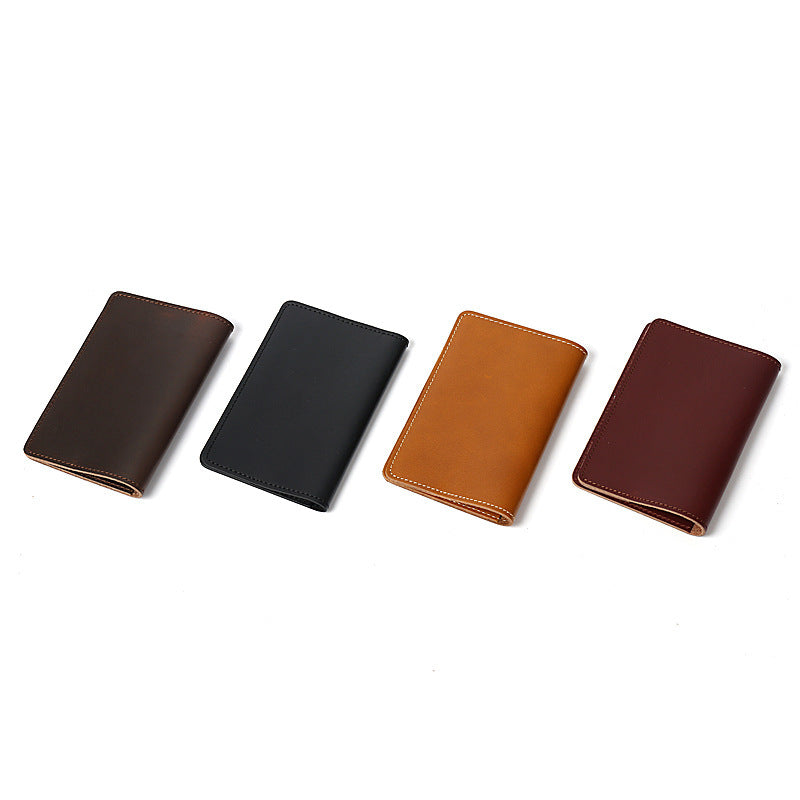 Genuine Leather Passport Holder Vertical Cowhide Simple Handmade