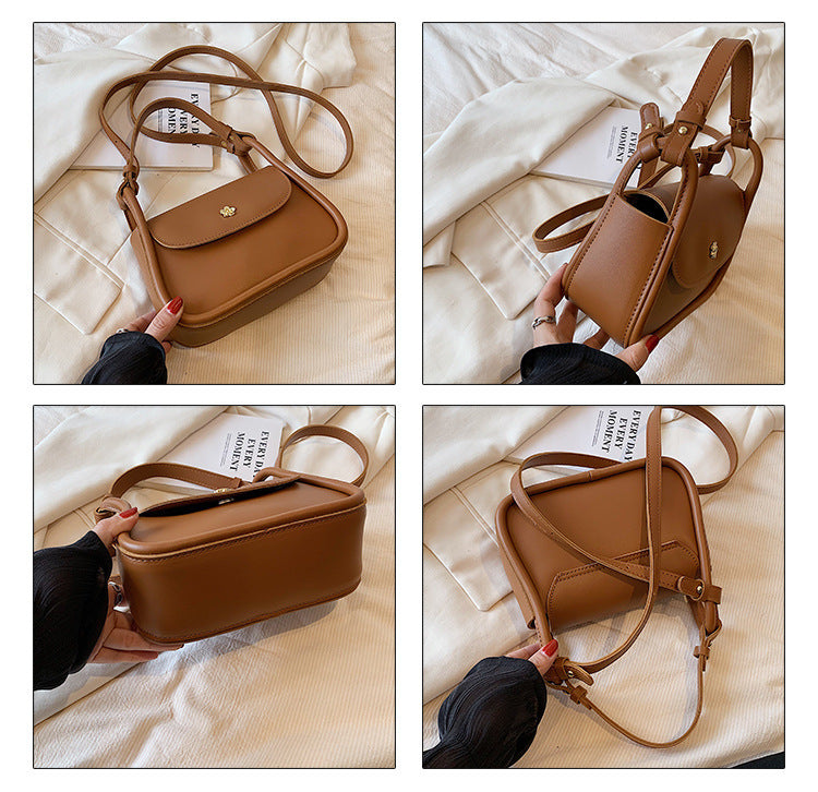 Retro Crossbody Contrast Color Saddle Shoulder Small Square Bag