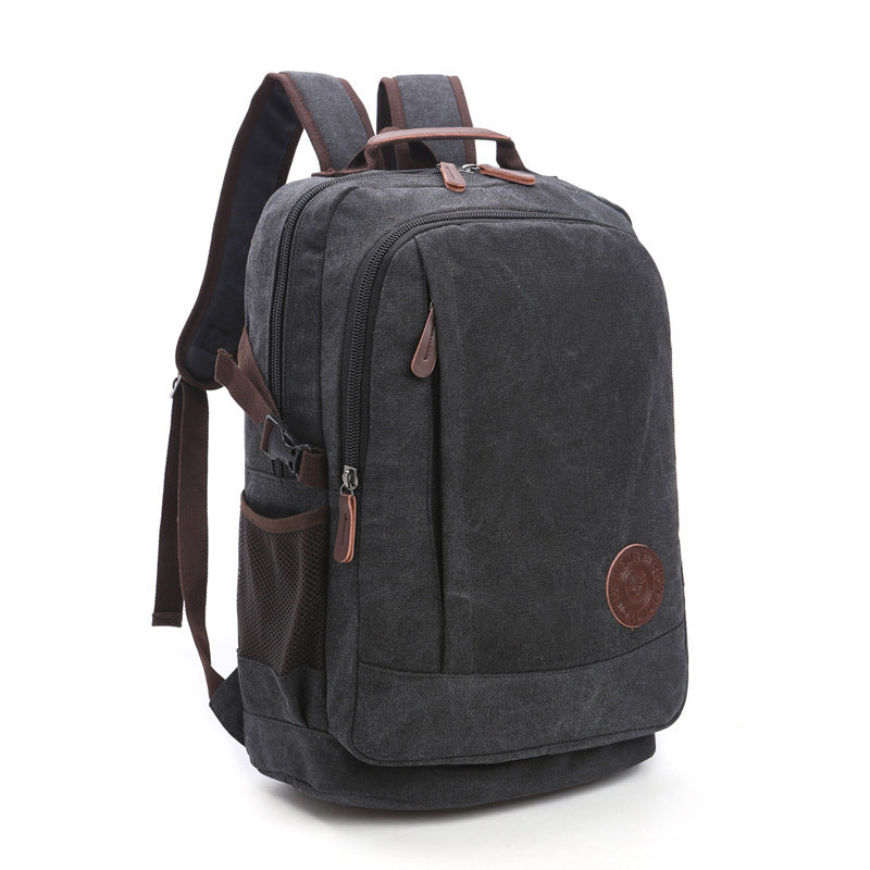 Wear-resistant Washed Canvas Men's And Women's Backpacks Street Casual Fashion Large Capacity Multifunctional